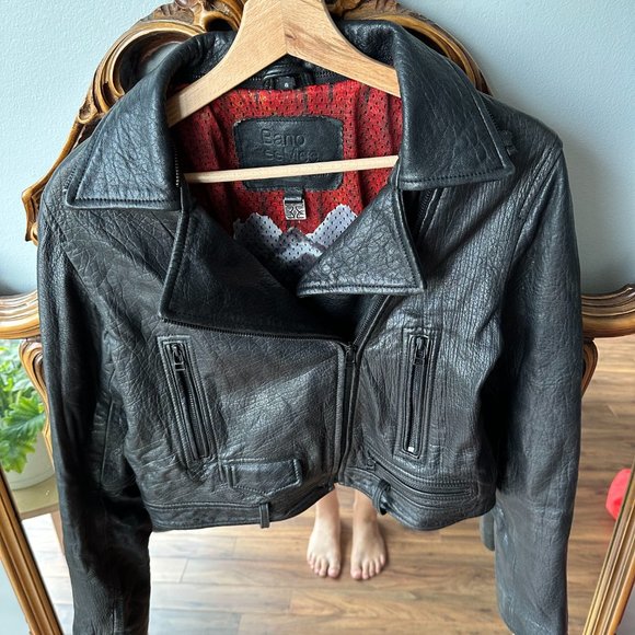 Cropped Motorcycle Black Leather Jacket - Picture 3 of 16